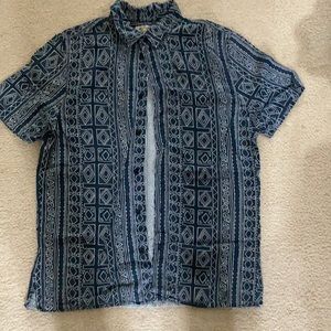 H&M Coachella collection button up medium Aztec print